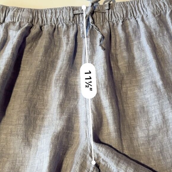Tahari Blue 100% Linen Shorts Women's Size 1X Drawstring Pockets Breathable - Picture 5 of 6